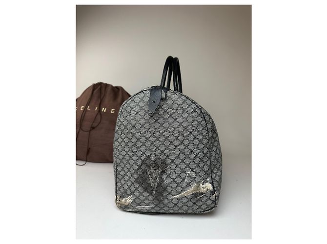 Céline Vintage Celine Paris Triomphe Monogram Reisetasche Grau Marine Schwarz - Ansicht 9