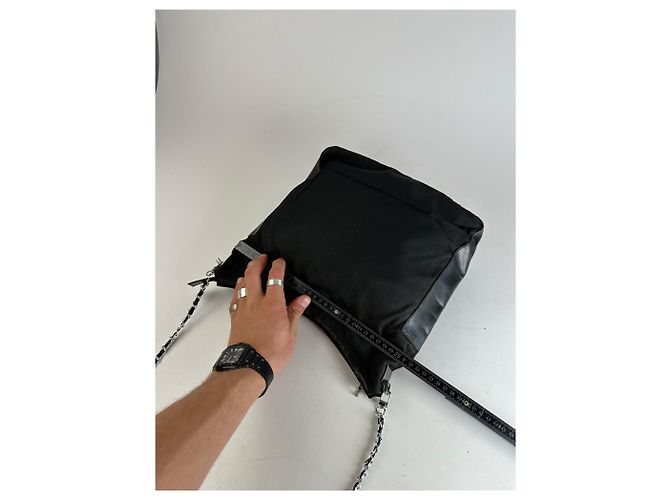 Vintage Gucci Baumwoll-Leder Tasche Schwarz - Ansicht 10