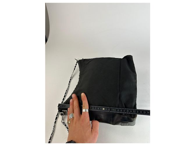 Vintage Gucci Baumwoll-Leder Tasche Schwarz - Ansicht 11