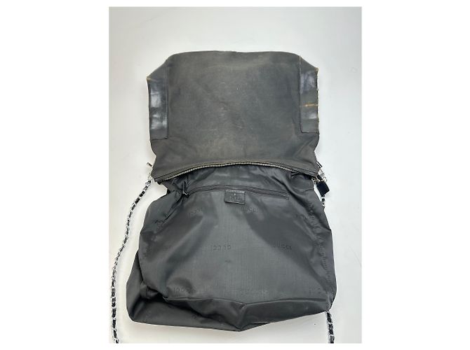 Vintage Gucci Baumwoll-Leder Tasche Schwarz - Ansicht 3