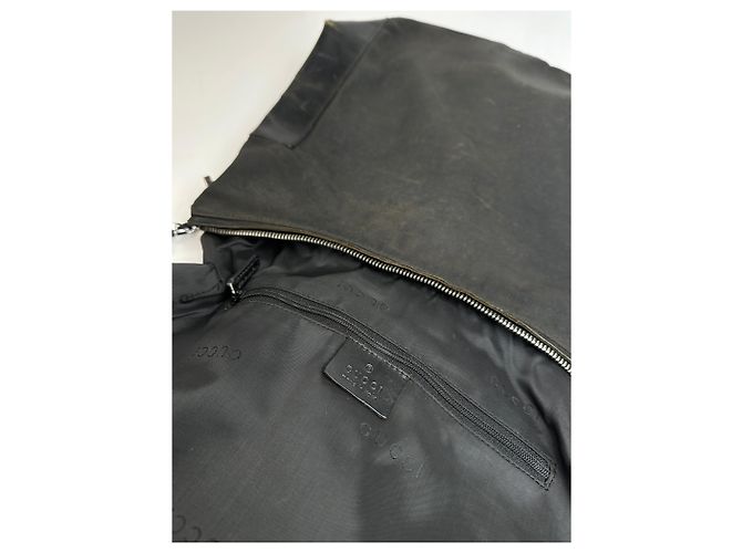 Vintage Gucci Baumwoll-Leder Tasche Schwarz - Ansicht 4