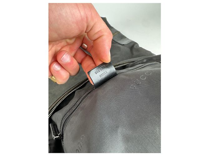 Vintage Gucci Baumwoll-Leder Tasche Schwarz - Ansicht 5