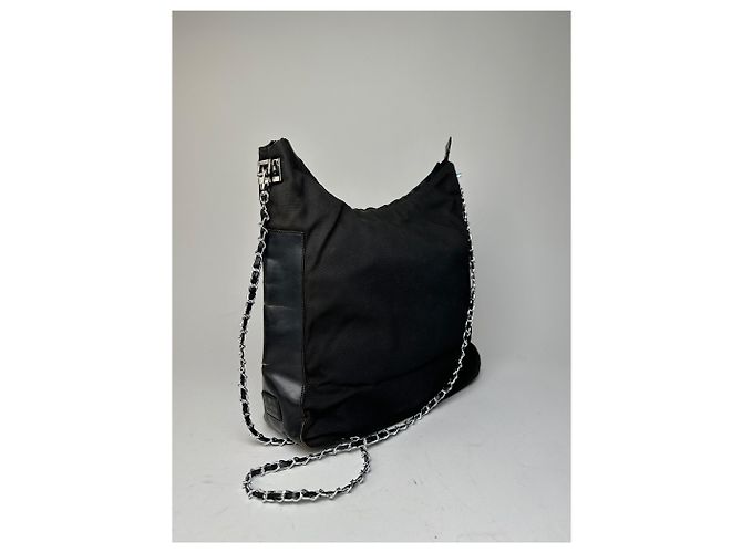 Vintage Gucci Baumwoll-Leder Tasche Schwarz - Ansicht 6