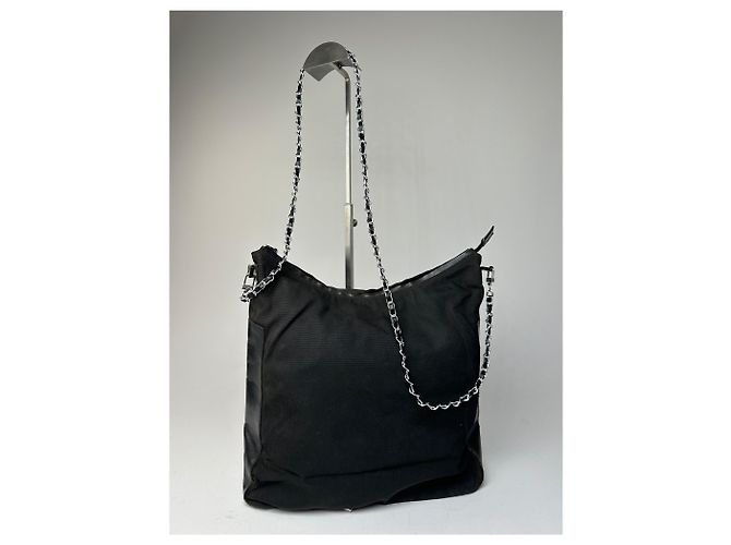 Vintage Gucci Baumwoll-Leder Tasche Schwarz - Ansicht 8