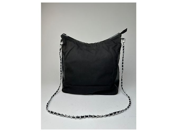 Vintage Gucci Baumwoll-Leder Tasche Schwarz - Ansicht 9