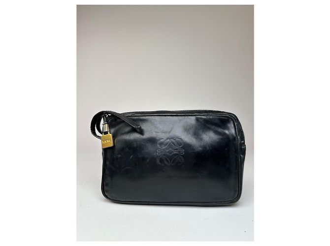 Clutch in pelle vintage Loewe Madrid nera Nero - vista 4