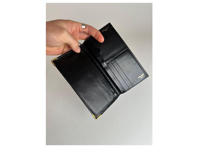 Céline Porta-cartões de couro vintage Celine Paris preto - vista 4