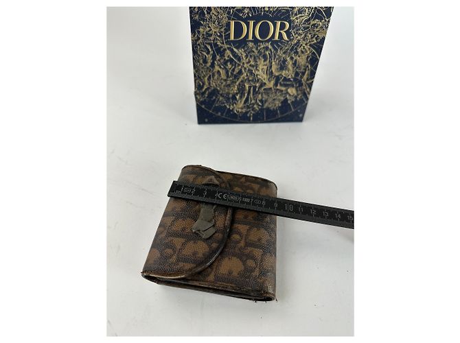 Vintage Dior Oblique Monogram Leather Wallet Brown - view 10