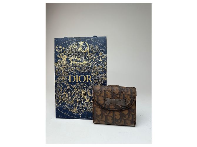 Vintage Dior Oblique Monogram Leather Wallet Brown - view 11