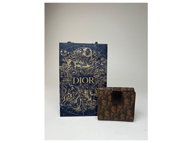 Vintage Dior Oblique Monogram Leather Wallet Brown - view 2