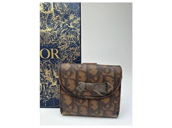 Vintage Dior Oblique Monogram Leather Wallet Brown - view 5