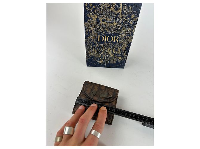 Vintage Dior Oblique Monogram Leather Wallet Brown - view 9