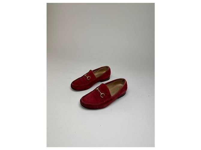 Mocassino in Camoscio Gucci Vintage con Bit Rosso 36,5 - vista 10