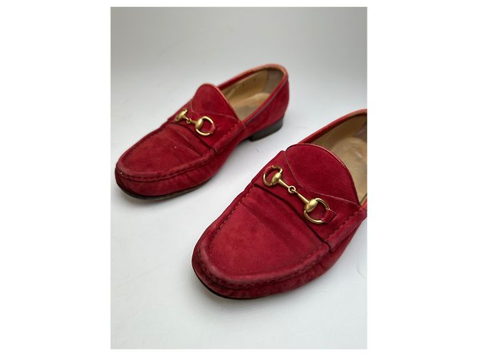 Mocassino in Camoscio Gucci Vintage con Bit Rosso 36,5 - vista 2