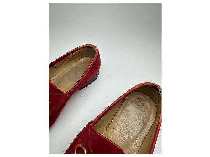 Mocassino in Camoscio Gucci Vintage con Bit Rosso 36,5 - vista 3