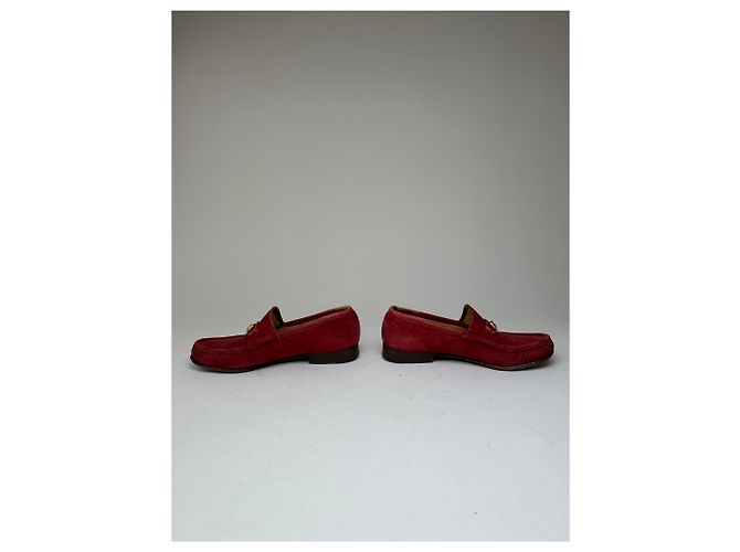Mocassino in Camoscio Gucci Vintage con Bit Rosso 36,5 - vista 4