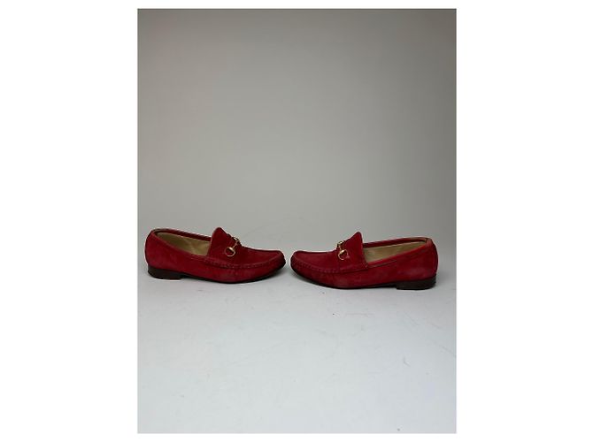 Mocassino in Camoscio Gucci Vintage con Bit Rosso 36,5 - vista 5