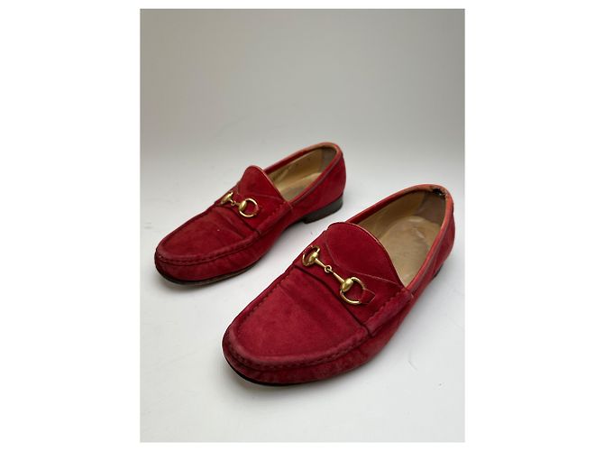 Mocassino in Camoscio Gucci Vintage con Bit Rosso 36,5 - vista 6