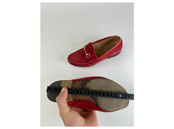 Mocassino in Camoscio Gucci Vintage con Bit Rosso 36,5 - vista 9