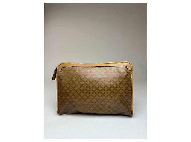 Céline Clutch in pelle monogramma Triomphe vintage di Celine beige oro marrone D'oro - vista 2