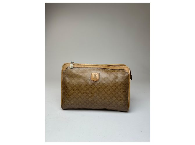Céline Clutch in pelle monogramma Triomphe vintage di Celine beige oro marrone D'oro - vista 6