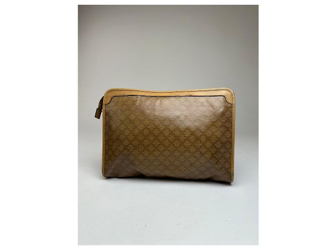 Céline Clutch in pelle monogramma Triomphe vintage di Celine beige oro marrone D'oro - vista 8