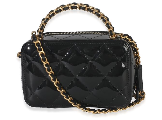Vanity Borsa mini a tracolla in vernice nera trapuntata di Chanel Nero - vista 2