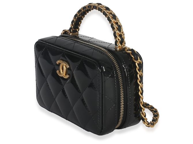 Vanity Borsa mini a tracolla in vernice nera trapuntata di Chanel Nero - vista 3