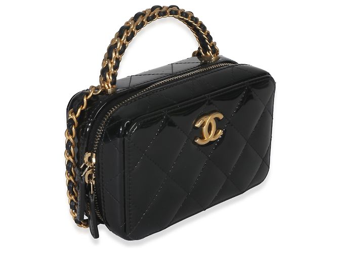 Vanity Borsa mini a tracolla in vernice nera trapuntata di Chanel Nero - vista 4
