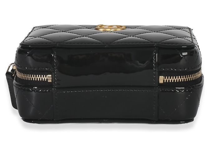 Vanity Borsa mini a tracolla in vernice nera trapuntata di Chanel Nero - vista 5