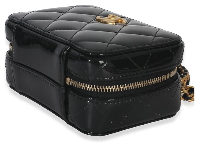 Vanity Borsa mini a tracolla in vernice nera trapuntata di Chanel Nero - vista 6