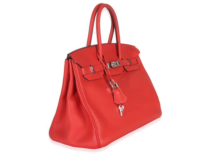 Hermès Rouge Casaque Togo Birkin 35 PHW Rosso - vista 4