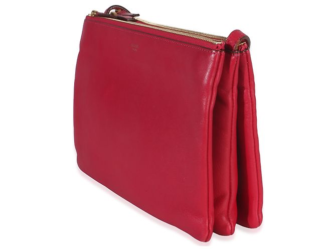 Céline Celine Fuchsia Lambskin Large Trio Crossbody Rosa - vista 3