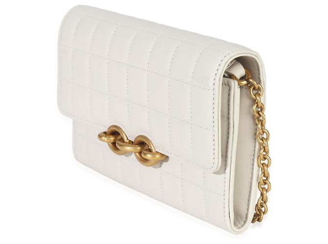 Saint Laurent Crema Soft Pelle di Vitello Le Maillon Portafoglio con Catena - vista 3