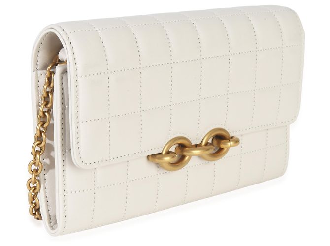 Saint Laurent Crema Soft Pelle di Vitello Le Maillon Portafoglio con Catena - vista 4