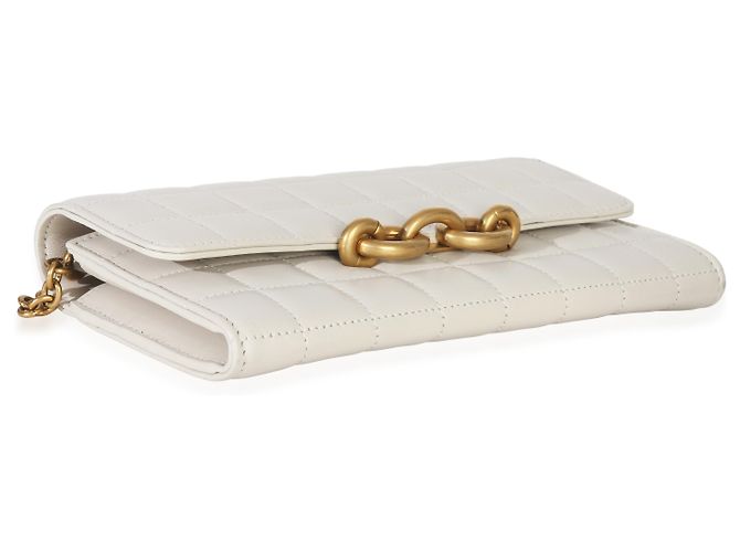 Saint Laurent Crema Soft Pelle di Vitello Le Maillon Portafoglio con Catena - vista 7