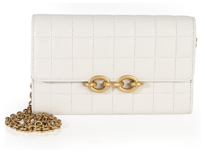 Saint Laurent Crema Soft Pelle di Vitello Le Maillon Portafoglio con Catena - vista 8