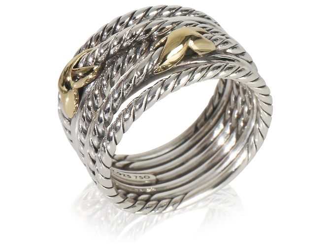 Anel Duplo X Crossover em Ouro Amarelo e Prata Esterlina de David Yurman - vista 2