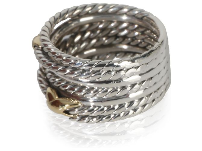 Anel Duplo X Crossover em Ouro Amarelo e Prata Esterlina de David Yurman - vista 3