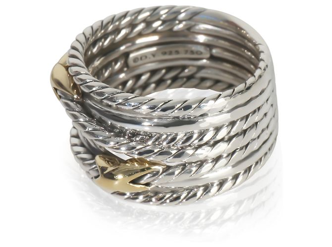 Anel Duplo X Crossover em Ouro Amarelo e Prata Esterlina de David Yurman - vista 5