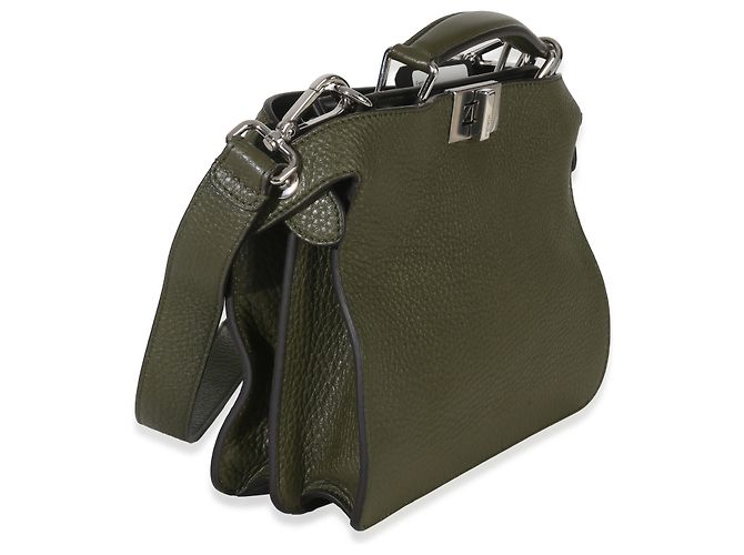 Borsa Mini Peekaboo ISeeU in pelle di vitello oliva Fendi Verde - vista 4