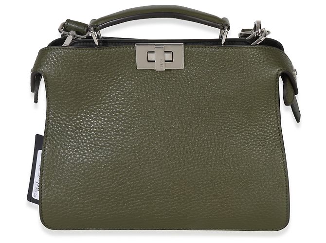 Borsa Mini Peekaboo ISeeU in pelle di vitello oliva Fendi Verde - vista 8