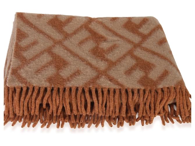 Fendi Beige Orange Alpaca Wool FF Throw - view 3