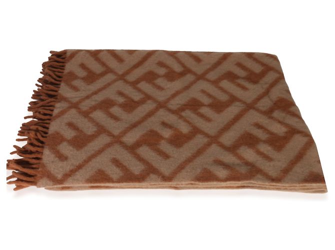 Fendi Beige Orange Alpaca Wool FF Throw - view 4
