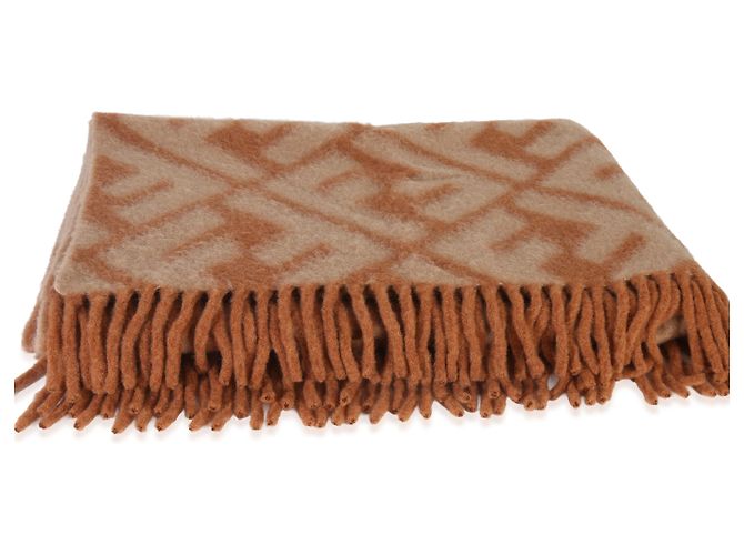 Fendi Beige Orange Alpaca Wool FF Throw - view 5