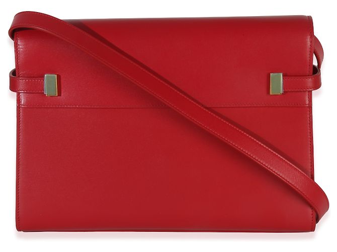 Borsa a tracolla Manhattan Medium in pelle di vitello rossa Saint Laurent - vista 2