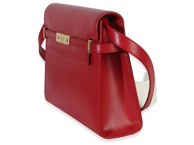 Borsa a tracolla Manhattan Medium in pelle di vitello rossa Saint Laurent - vista 3