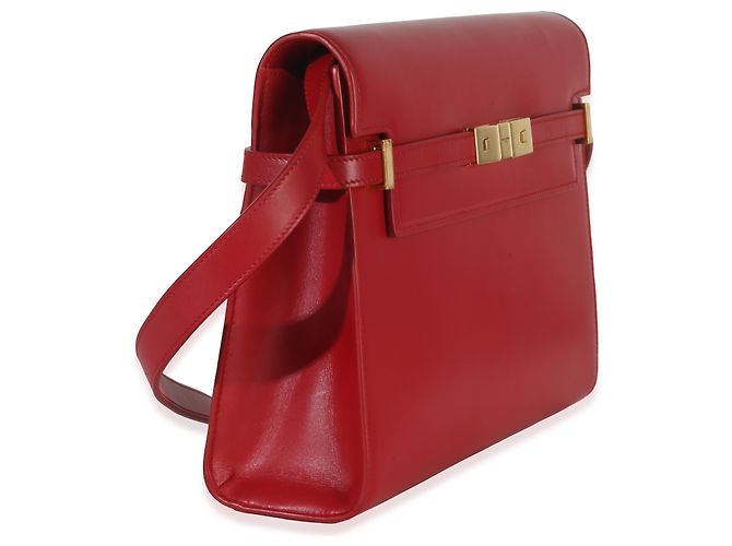 Borsa a tracolla Manhattan Medium in pelle di vitello rossa Saint Laurent - vista 4