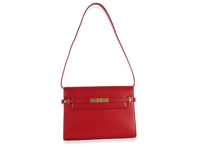 Borsa a tracolla Manhattan Medium in pelle di vitello rossa Saint Laurent - vista 5