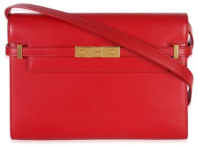 Borsa a tracolla Manhattan Medium in pelle di vitello rossa Saint Laurent - vista 8